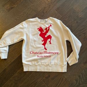Gucci Chateau Marmont White Crewneck Sweater with Red Graphic